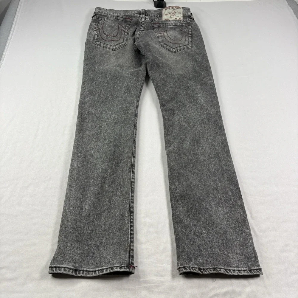 True Religion Jeans Mens 30x33 Gray Ricky Relaxed Straight Stretch Denim